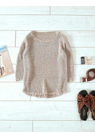 Стильный вязаный джемпер casual кальчуга в цвете мокко