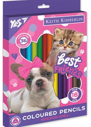 Олівці кольорові 18/36 кол. "yes" keith kimberlin двосторонні тригранні, 290690, шт