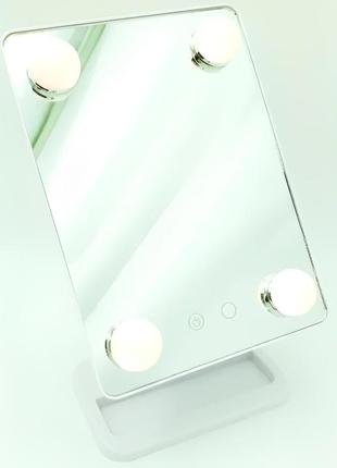 Компактное зеркало с подсветкой для макияжа mch cosmetie mirror 360 rotation angel с led подсветкой для дома3 фото