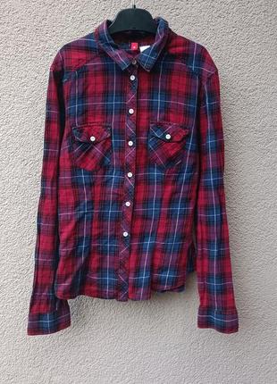 🔥 розпродаж 42🔥 сорочка у клітинку довгий рукав h&m divided 100% cotton