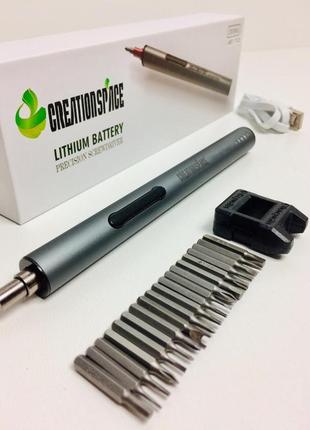 Мини отвертка аккумуляторная 182/10мм creationspace 22в1 с led подсветкой zpj1802aa/7123 (50 шт/ящ)