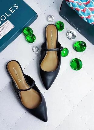 Aerosoles оригінал чорні шкіряні мюлі