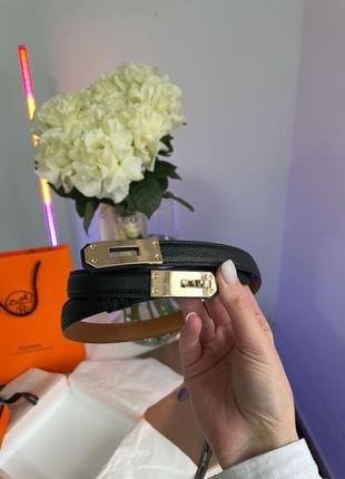 Жіночий ремінь hermes kelly 18 belt black leather