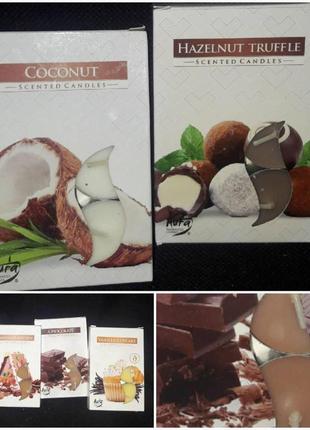 Свічка-таблетка з різними ароматами  годину горіння 4 години, 6 шт\уп