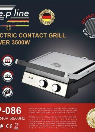 Электрогриль контактный  прижимной со съемными пластинами 3500w zepline zp-086 (3)