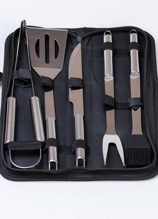 Набор для мангала гриля барбекю в сумке чехле, 5 предметов в сумке чехле: нож,...