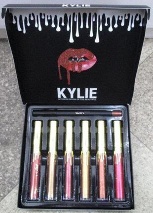 Набор матовых жидких помад kylie jenner в черном цвете (подарочный)