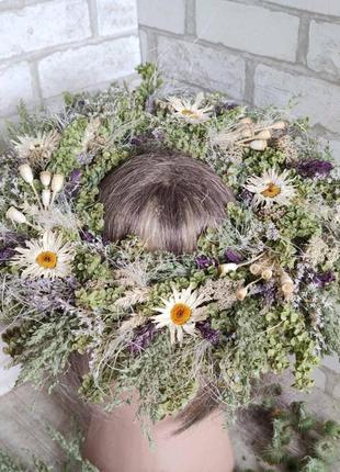 Венок из натуральных сухоцветов летние трави д 38 см