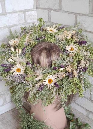 Венок из натуральных сухоцветов летние трави д 38 см