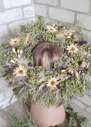 Венок из натуральных сухоцветов летние трави д 38 см