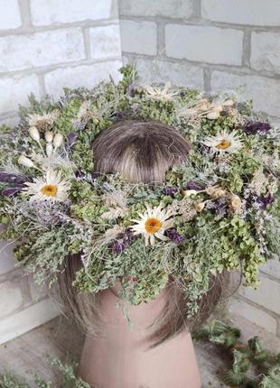 Венок из натуральных сухоцветов летние трави д 38 см