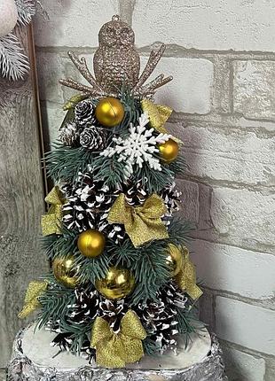 Елочка с шарами и шишками , елочка на стол , новогодняя елка, 32 см.