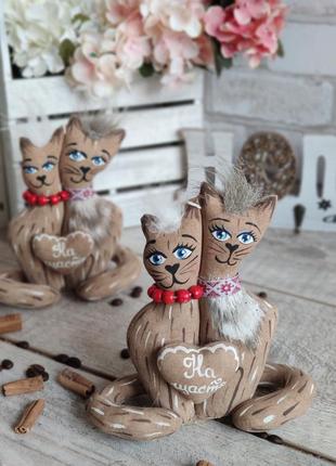 Коти "солодка парочка", котики кава, какао, кориця, 17*17,5 см