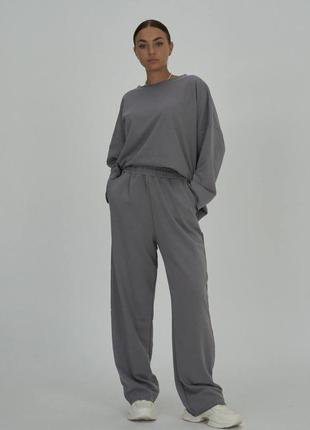 Якісний костюм кофта + брюки палаццо в стилі zara тканина петля