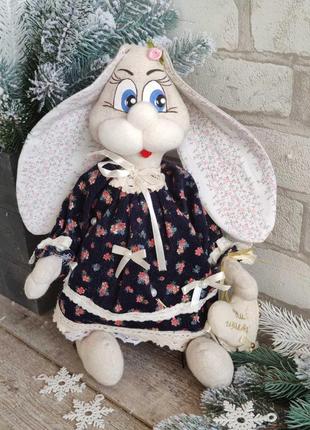 Шитый кролик из ткани, символ года 2023 кролик, авторская ручная работа кролик,...