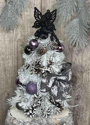 Елочка с шарами и шишками , елочка на стол , новогодняя елка, 32 см.