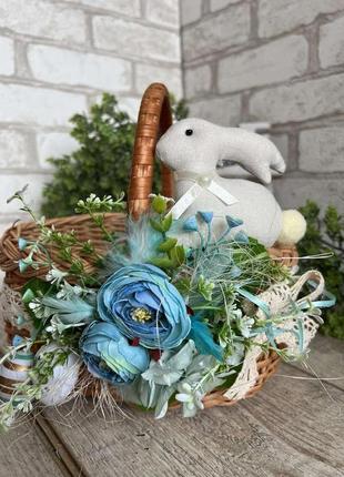 Великодній кошик з кроликом дитячий, н 23-24 см, верх 24 на 21 см, пасхальний декор.