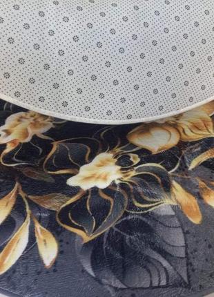 Круглый cерый ковер розы цветы 100 см 3d декоративный в гостиную прихожую спальню...