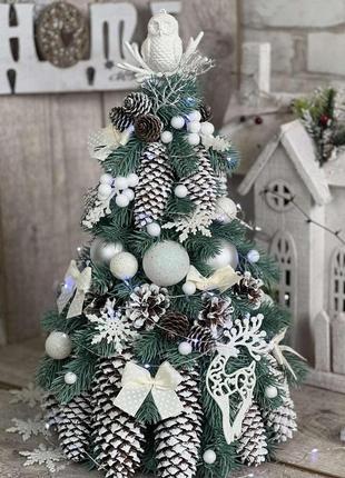 Елочка с шарами и шишками , елочка на стол с лед подсветкой , новогодняя елка с ...