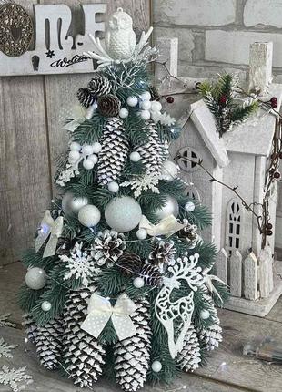 Елочка с шарами и шишками , елочка на стол с лед подсветкой , новогодняя елка с ...