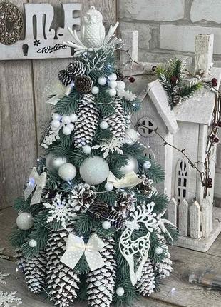 Елочка с шарами и шишками , елочка на стол с лед подсветкой , новогодняя елка с ...