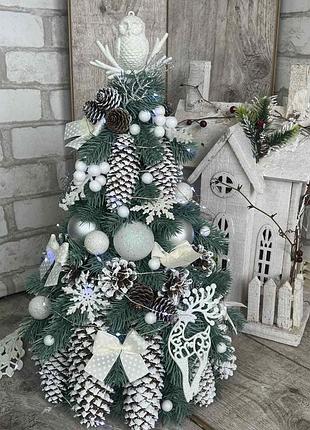 Елочка с шарами и шишками , елочка на стол с лед подсветкой , новогодняя елка с ...