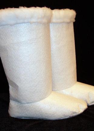 Чоботи-валянки карнавальні св. миколая/діда мороза/казкові герої білі високі (розмір 45-46)