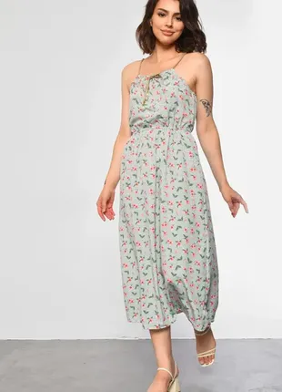 Сарафан на бретелях з квітковим принтом / сукня
