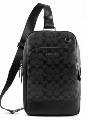 Сумка чоловіча шкіряна coach ethan pack in signature🇺🇸