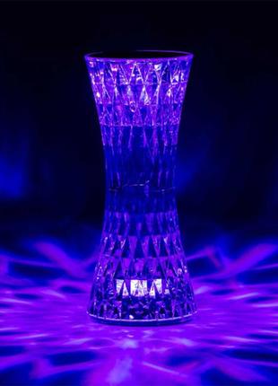 Лампа настольная светодиодная кристалл, ночник с сенсорным управлением, светильник-ночник с проекцией