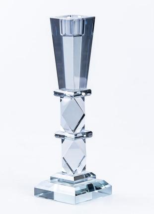 Подсвечник 25(см) стеклянный высокий на стол переносной на 1 геометрическую свечу shop