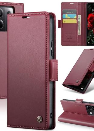 Шкіряний чохол-книжка retro case для xiaomi redmi note 13 pro / poco m6 pro колір червоний