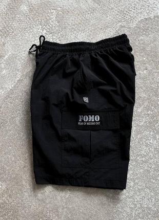 Чорні шорти карго плащівка чоловічі