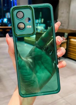 Мягкий силиконовый чехол со стеклом на камеру для xiaomi redmi note 12 pro plus 5g цвет зеленый