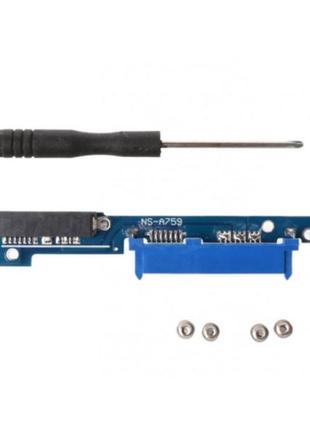 Переходник адаптер micro sata 7+6 на sata 7+15 для lenovo 310 312 320 330 510 520 optibay оптибей (l85001)