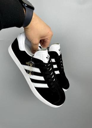 Adidas gazelle black/white4 фото