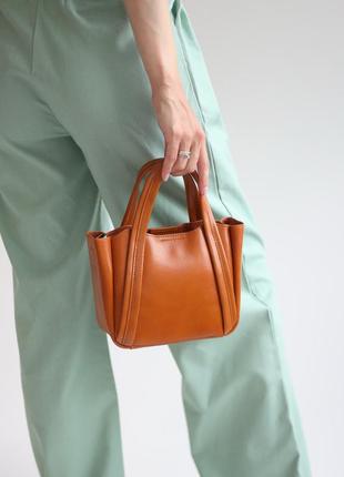 Маленькая женская сумка через плечо натуральная кожа рыжий арт.77183 brown vivaverba...