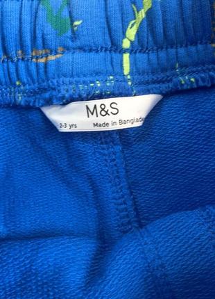 Детские трикотажные шорты m&s в принт динозавров 98 см, 2-3 года голубые4 фото