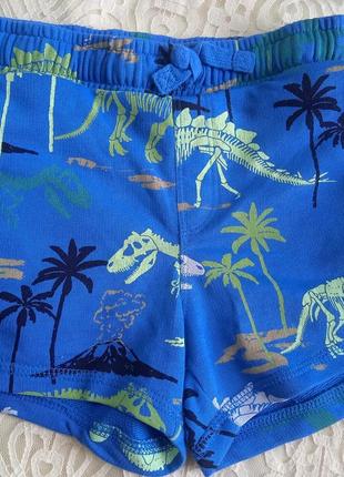 Детские трикотажные шорты m&s в принт динозавров 98 см, 2-3 года голубые3 фото