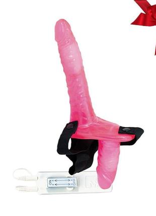 Двойной страпон женский с поясом joyride duo, pink  t111381