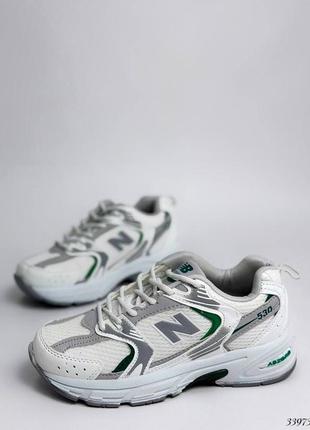 ▪️женские кроссовки new balance нью беланс 530 новые спортивные белые вставки серые кожаные(эко кожа-сетка-текстиль)легкие/удобные весна осень лето2 фото