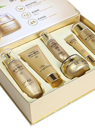 Набір для догляду за обличчям one spring snail repairbrightening з муцином равлики 6 в 1 dm-11