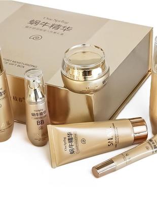Набір для догляду за обличчям one spring snail repairbrightening з муцином равлики 6 в 1 dm-11