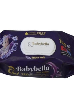 Вологі серветки  babybella 120шт super soft