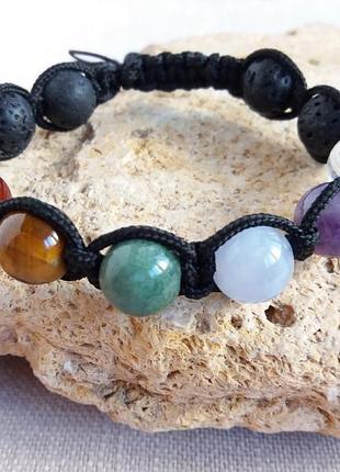 Браслет шамбала 7 чакр из камня d 12мм