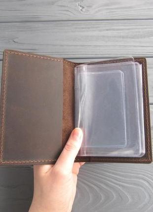 Подарочный набор кожаных изделий: портмоне, обложка на автодокументы шоколад5 фото