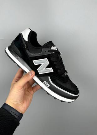 New balance 574 black/white2 фото