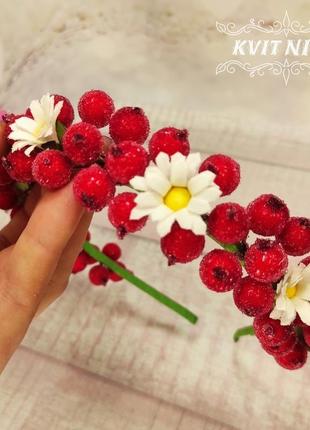 Веночек из ягод калины и ромашек. веночек под вышиванку. украинский венок.5 фото