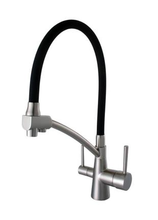 Кухонний змішувач globus із підключенням до фільтру та гнучким виливом (globus lux gllr-0700-8-ststeel)