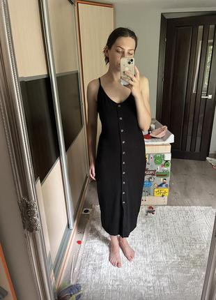 Чорна сукня в рубчик на брительках h&m